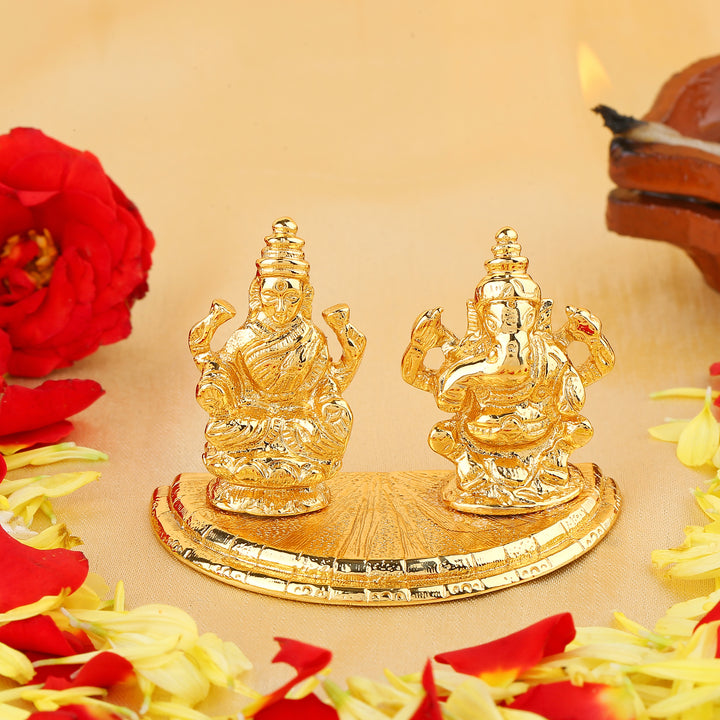 Estele Gold Plated Godess Laxmi & Lord Ganesh Idol