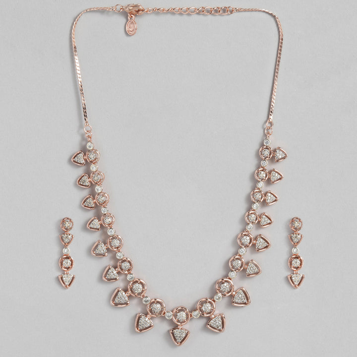 Estele Rose Gold Plated CZ Gorgeous Necklace Set for Women