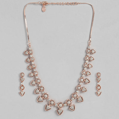 Estele Rose Gold Plated CZ Gorgeous Necklace Set for Women