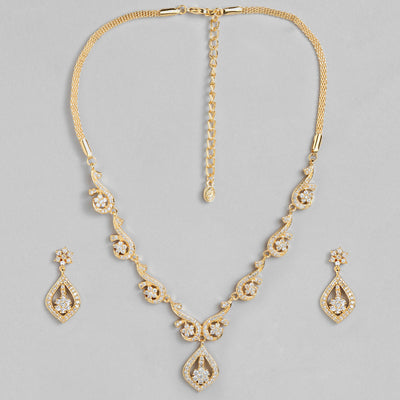 Estele Gold Plated CZ Radiance Necklace Set for Women