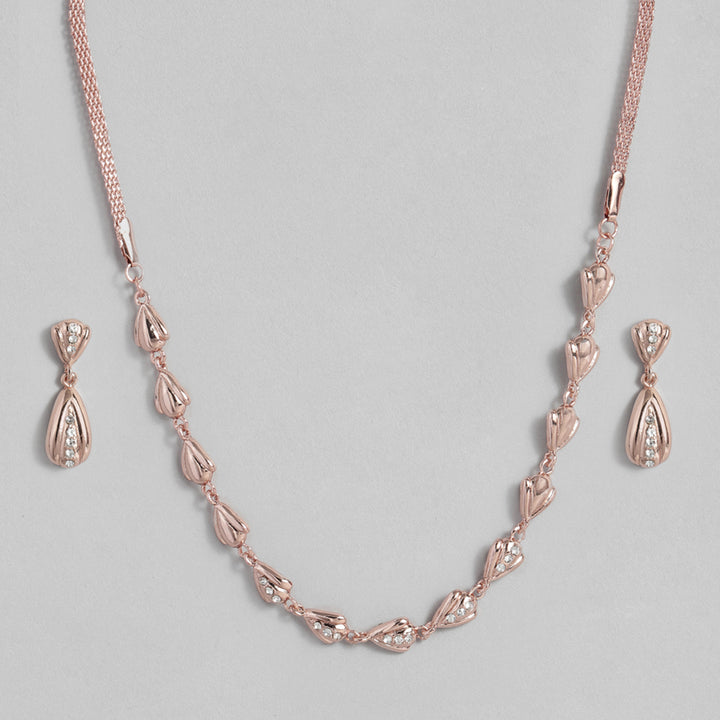 Estele Rose Gold Plated Trendy Classic Necklace set with Austrian Crystals for Women