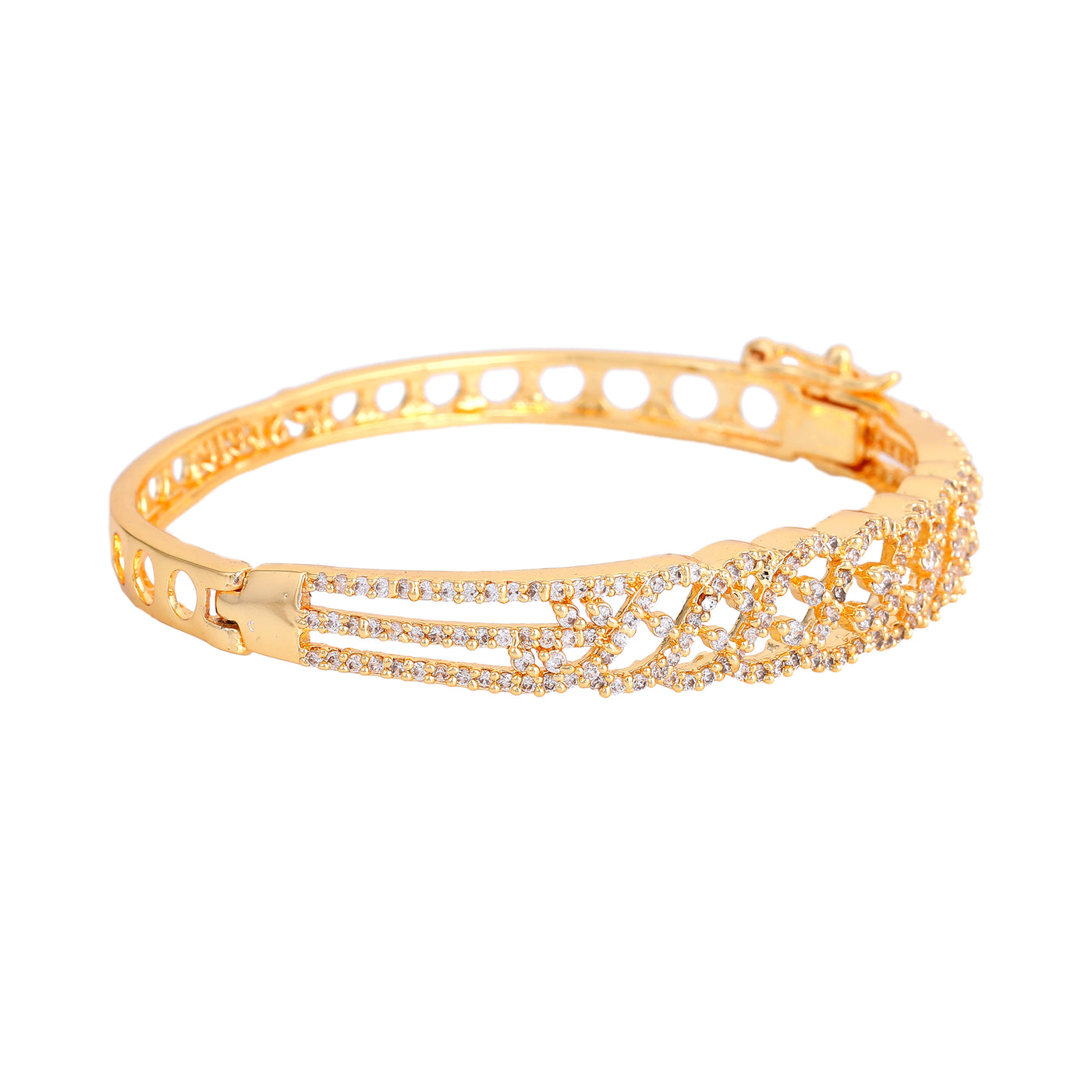 Estele Luxe Glow – Gold Plated Comfort Fit Stunning White American Diamond Bracelet for Girls & Women | A Timeless Touch of Brilliance