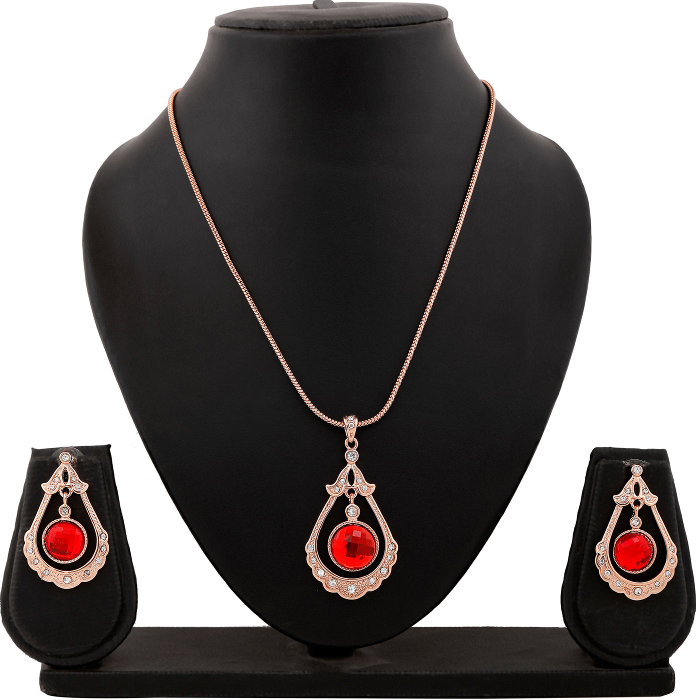 Estele Rose Gold Plated Gorgeous Drop Necklace Set for Women