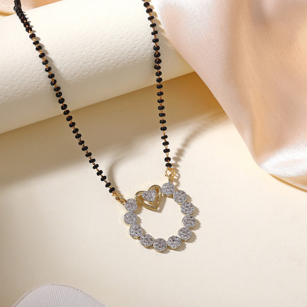 Stylish Black Beads Mangalsutra – Heart & Circular Pendant for Women-OSAKMS011-2TNWE NK