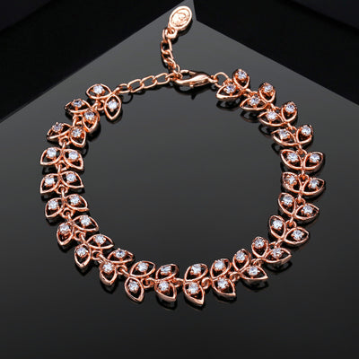 Estele Rose Gold Plated CZ Beautiful Designer Bracelet with Crystals for Women