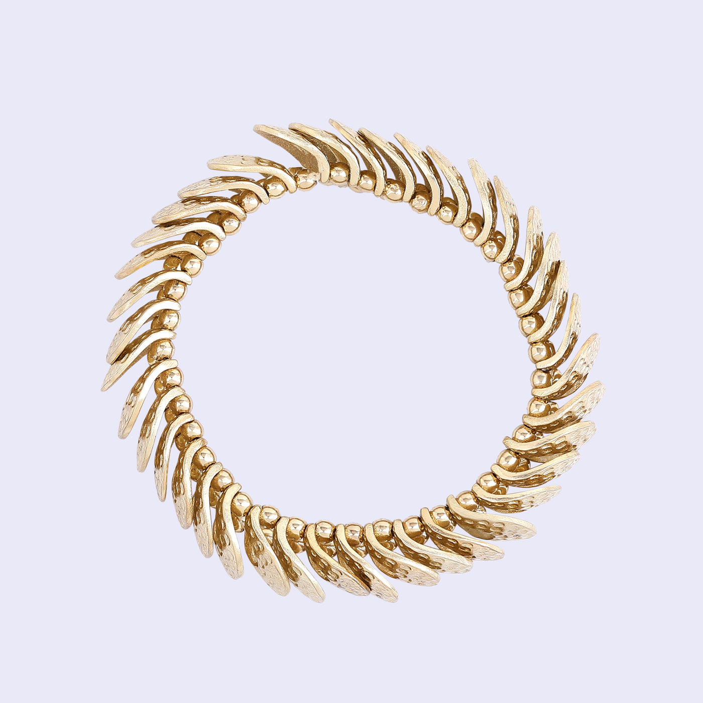 Estele Gold Tone Elegant & Stretchable Beaten Gold Bracelet for Women