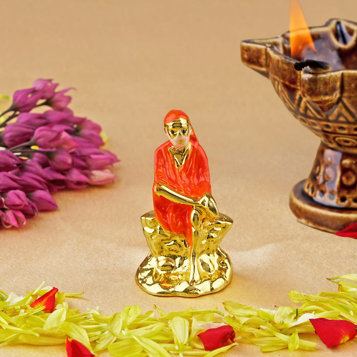 Estele Gold Plated Enamel Lord Sai Baba Idol
