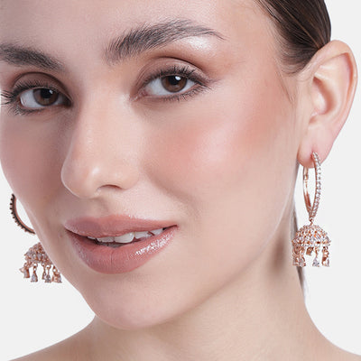 Estele Rose Gold Plated CZ Fascinating Jhumki Earrings for Women