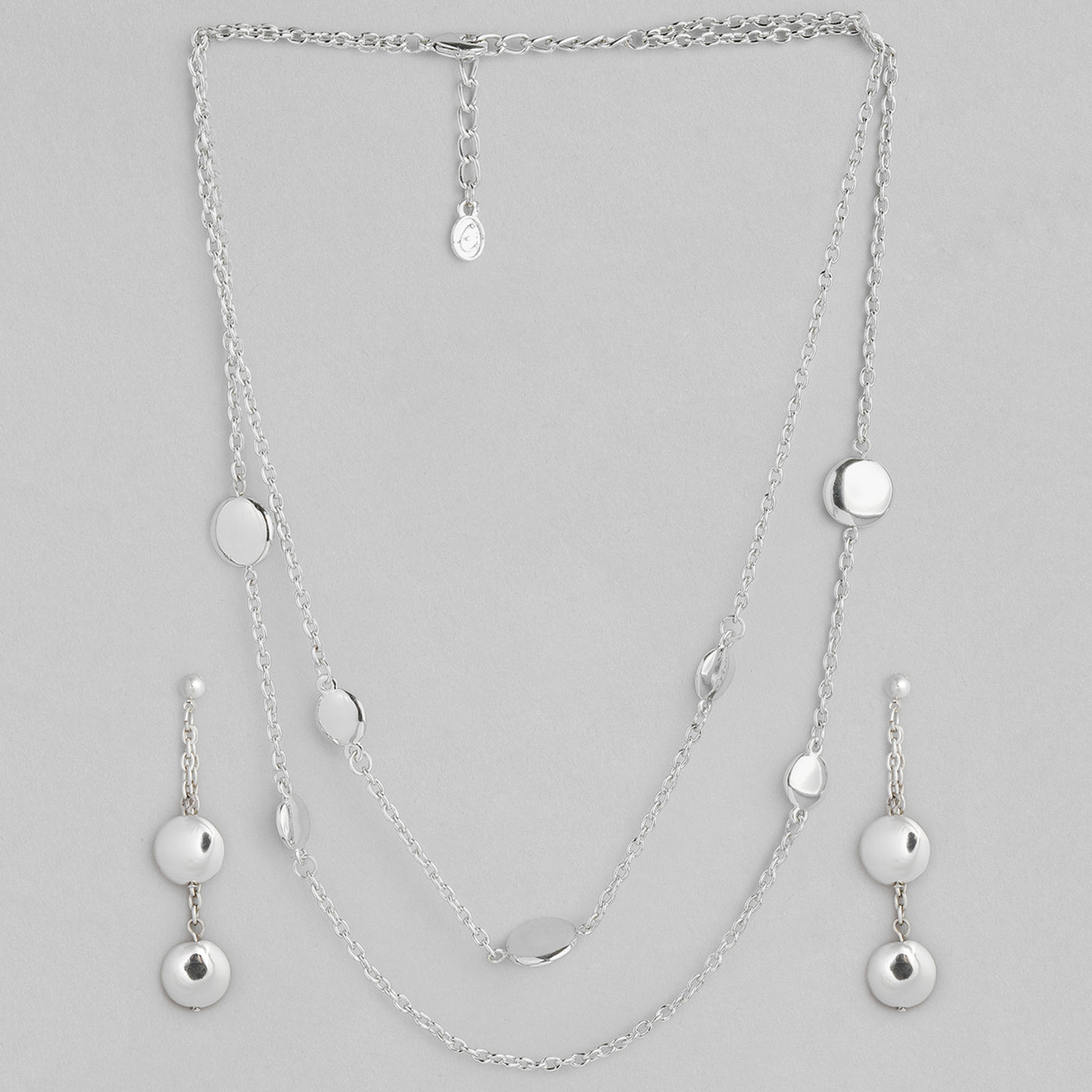Estele Rhodium Plated Coin Designer Layered Necklace Set for Women
