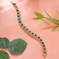 Estele Rose Gold Plated CZ Fascinating Designer Bracelet with Green Stones for Girls/Women