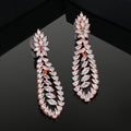 Estele Rose Gold Plated CZ Shimmering Drop Designer Earrings for Women