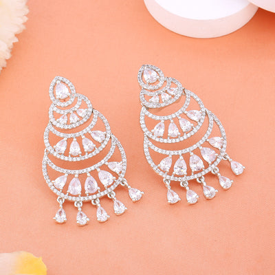 Estele Rhodium Plated CZ Fascinating Earring for Women