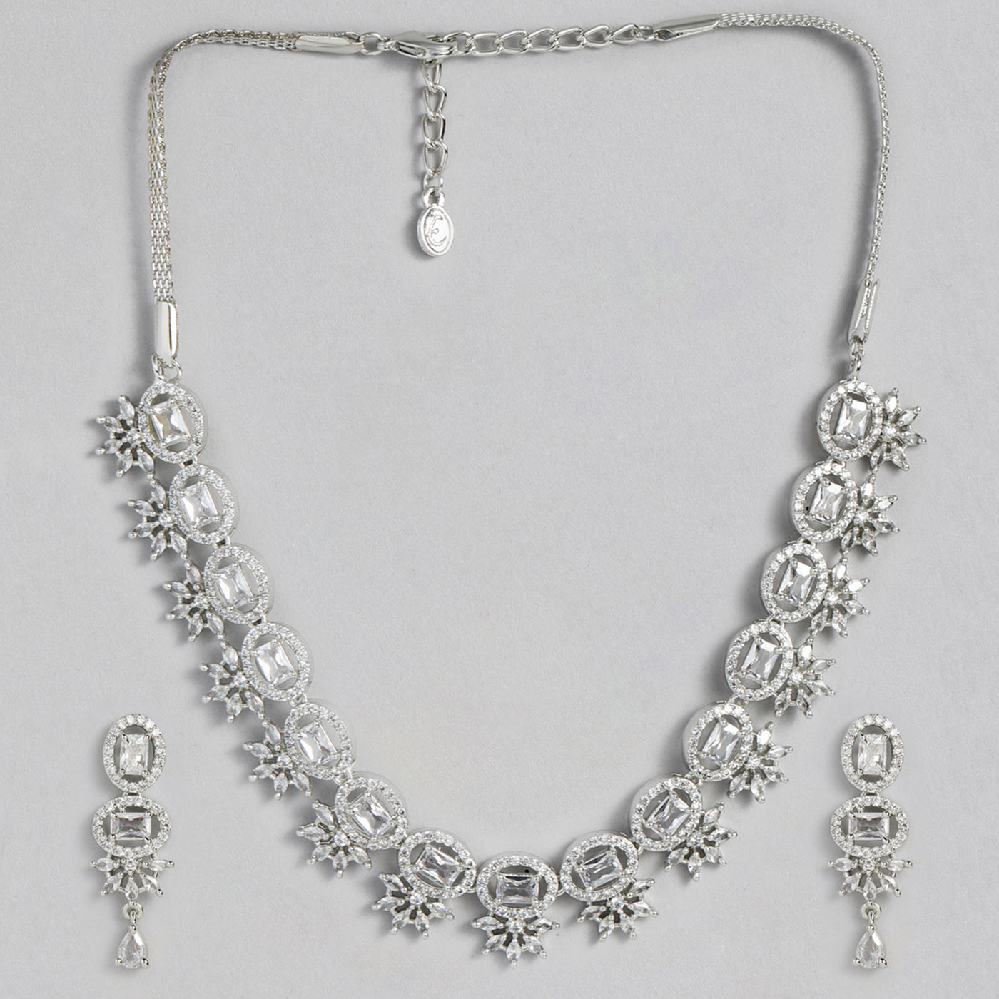 Estele Rhodium Plated CZ Adorable Necklace Set For Women