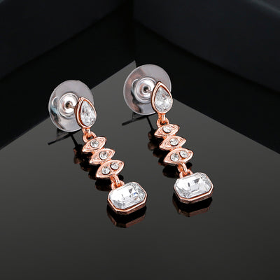 Estele Rose Gold Plated Elegant Drop Earrings with Crystals for Women