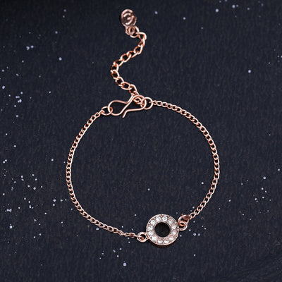 Estele Rose Gold Plated Captivating Medium 'O' Letter Bracelet with Crystals for Women