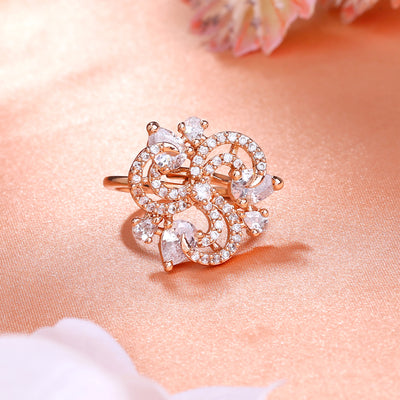 Estele Rose Gold plated CZ Sparkling Finger Ring for Women