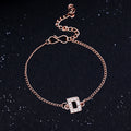 Estele Rose Gold Plated Captivating Medium 'D' Letter Bracelet with Crystals for Women