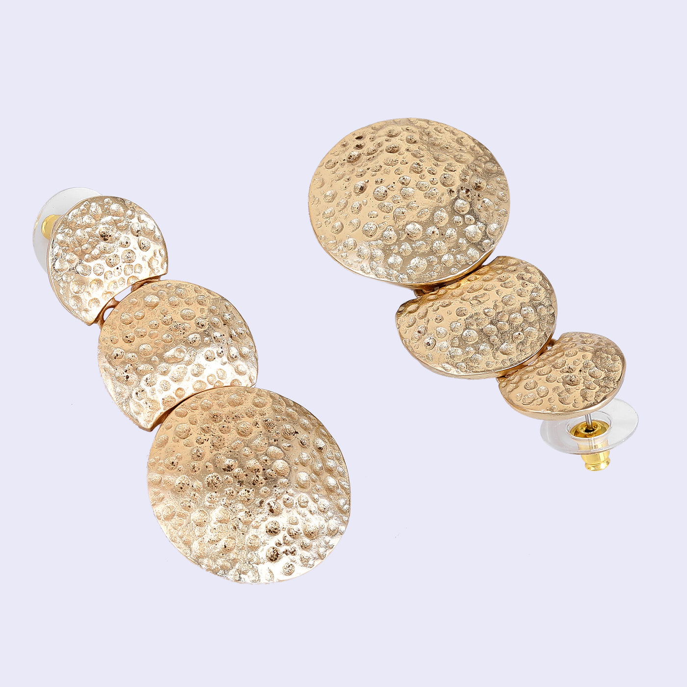 Estele Gold Tone Trendy & Classy Circular Pattern Beaten Gold Drop & Dangle Earrings for Women