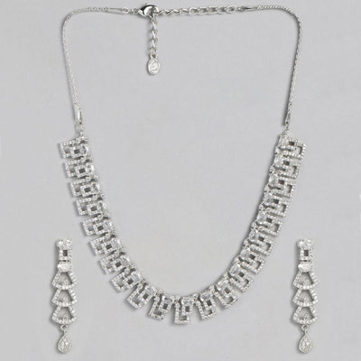 Estele Rhodium Plated CZ Beautiful Designer Necklace Set for Women
