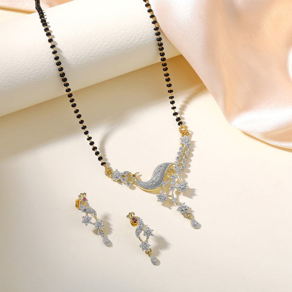 Premium Peacock Mangalsutra Jewelry Set – Elegant Black Beads Necklace-OSAKMS003-2TNWE NKER