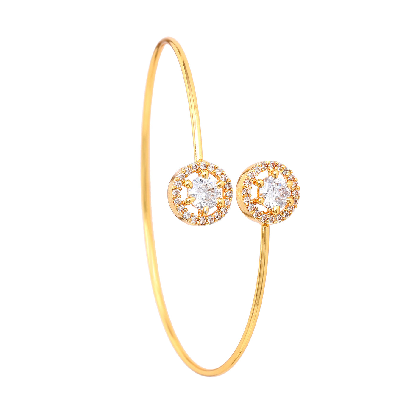 Estele Gold Plated Contemporary Circle Motif Kada Bracelet with Stunning White American Diamonds for Girls and Women