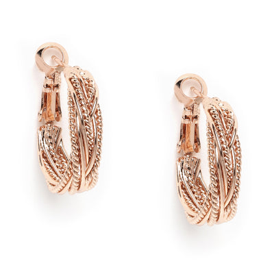 Estele Rose Gold Plated InterTwine Designer Hoop Earrings for Women