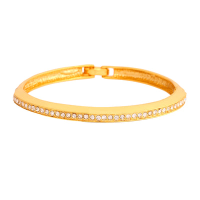 Gold Tone Plated White Stone Kaada Bracelet For Womens