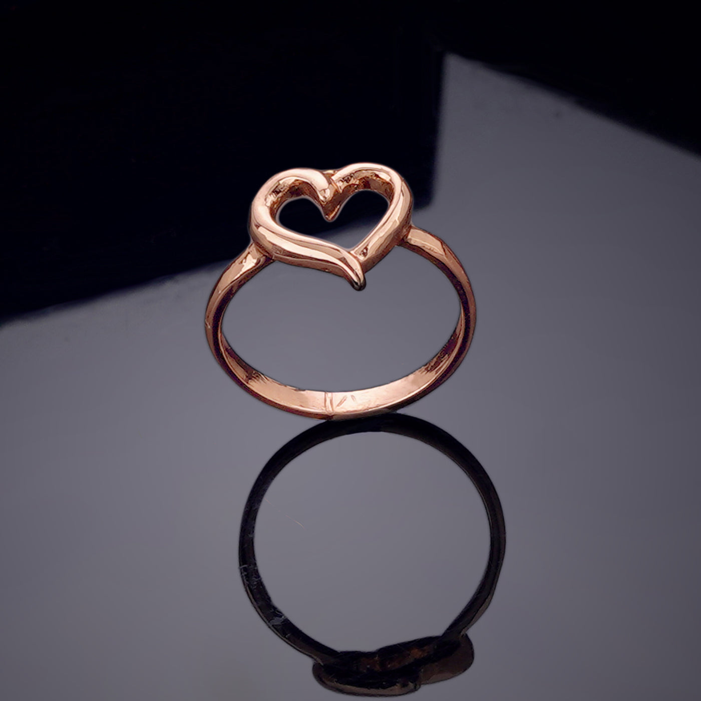 Estele Rose Gold Plated Heart Shaped Finger Ring for Women