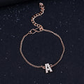 Estele Rose Gold Plated Captivating Medium 'A' Letter Bracelet with Crystals for Women