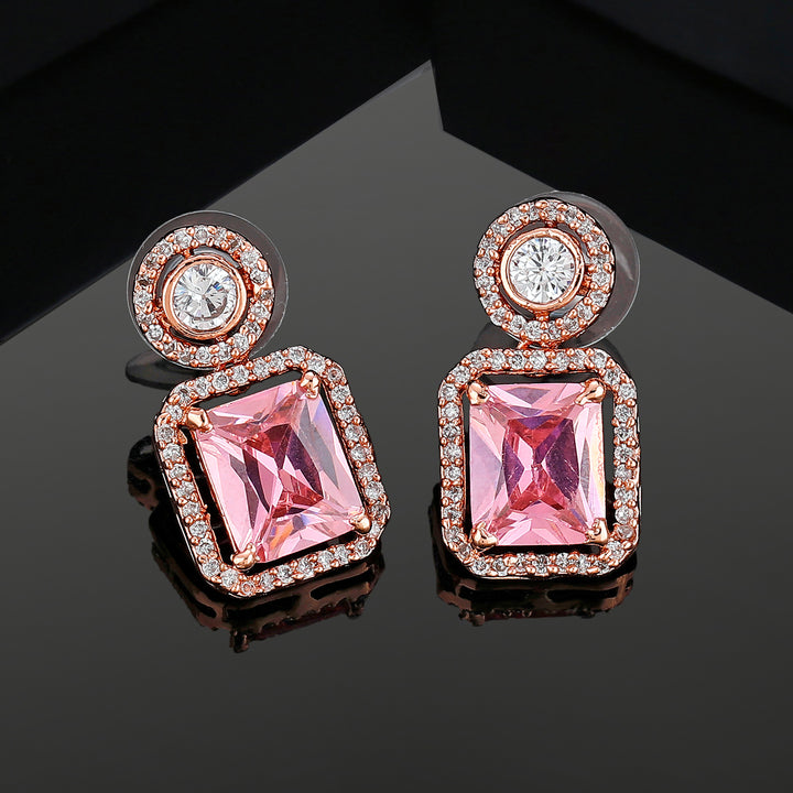 Estele Rose Gold Plated CZ Charming Drop Earring for Women