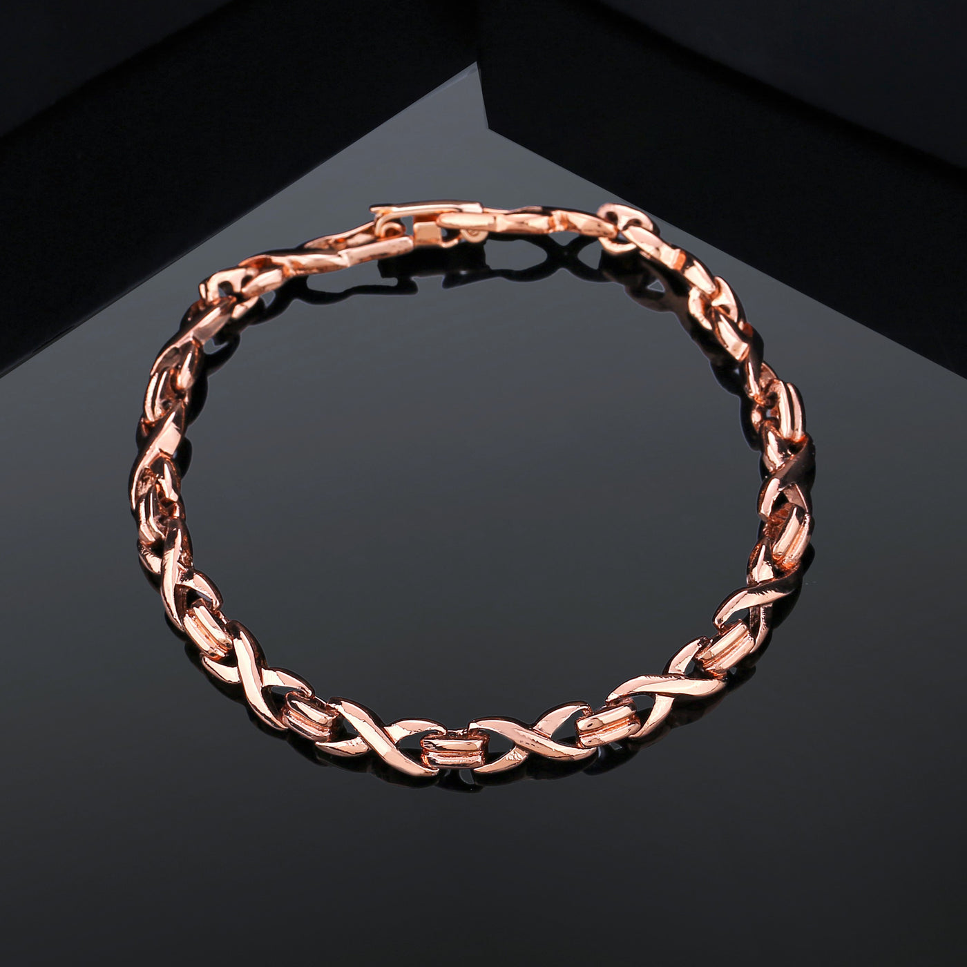 Estele Rose Gold Plated Bridged Iternity Bracelet for women