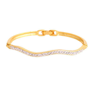 Estele gold Plated Simple Wave line Cuff Bracelet for women