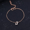 Estele Rose Gold Plated Captivating Medium 'J' Letter Bracelet with Crystals for Women