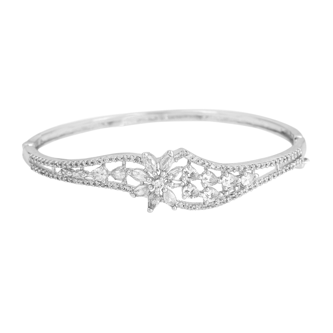 Estele Glowing Sophistication: Elegant American Diamond Bracelet with Classic Rhodium Finish for Women– Designed for Effortless Comfort & Timeless Charm