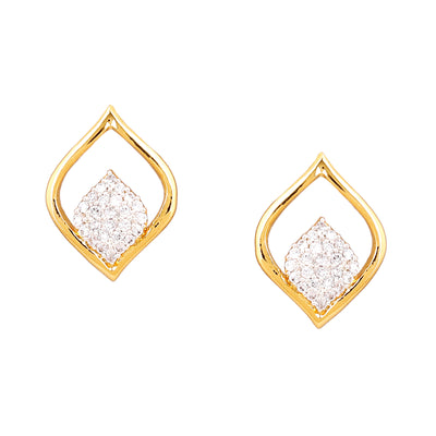 Gift Estele Gold and Silver Plated American Diamond Jyoth Stud Earrings for women