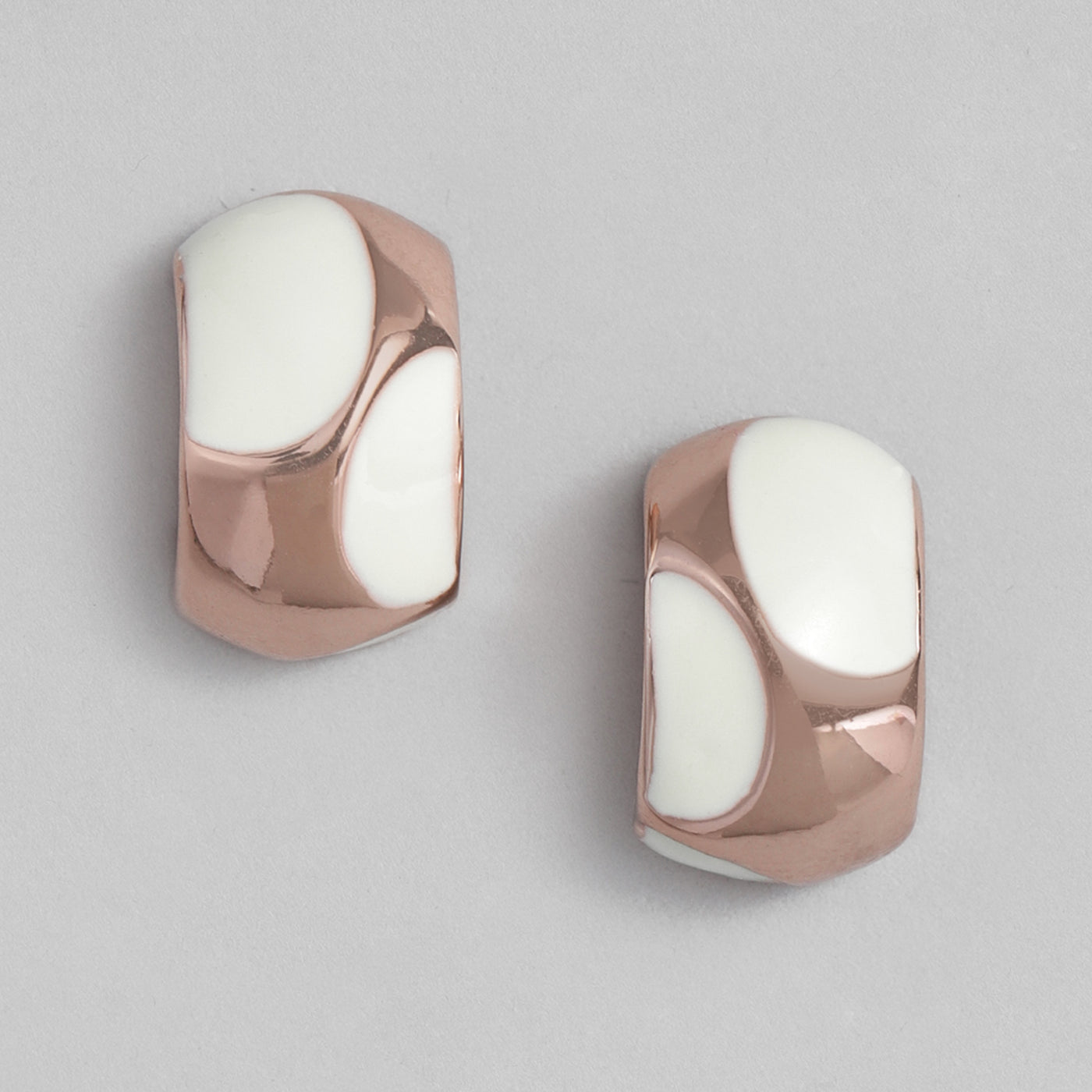 Rose Gold White Enamel Casual stud earrings