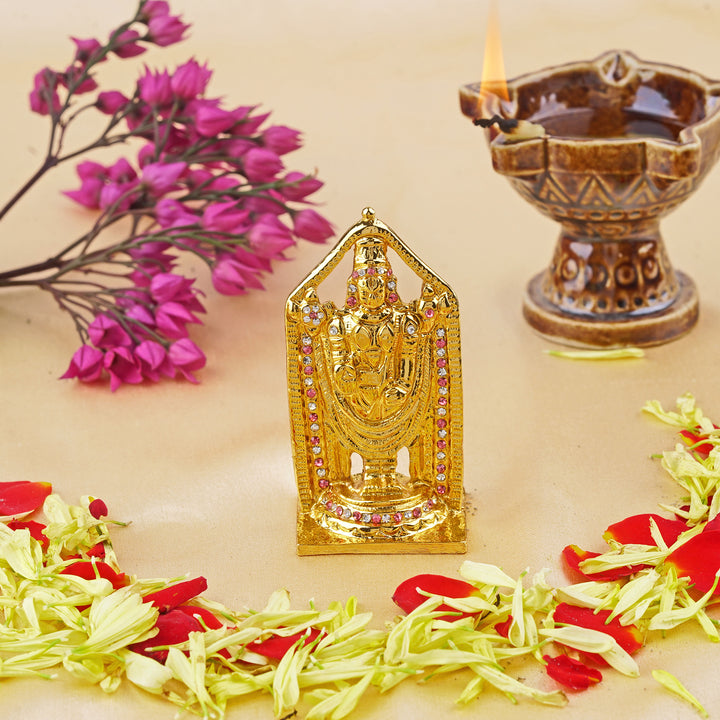 Estele Gold Plated Lord Venkateshwara (Tirupathi Balaji) Idol (BG - with stones)