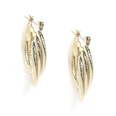 Estele Gold Tone Plated Triple Layered Designer Hoop Earrings for Women