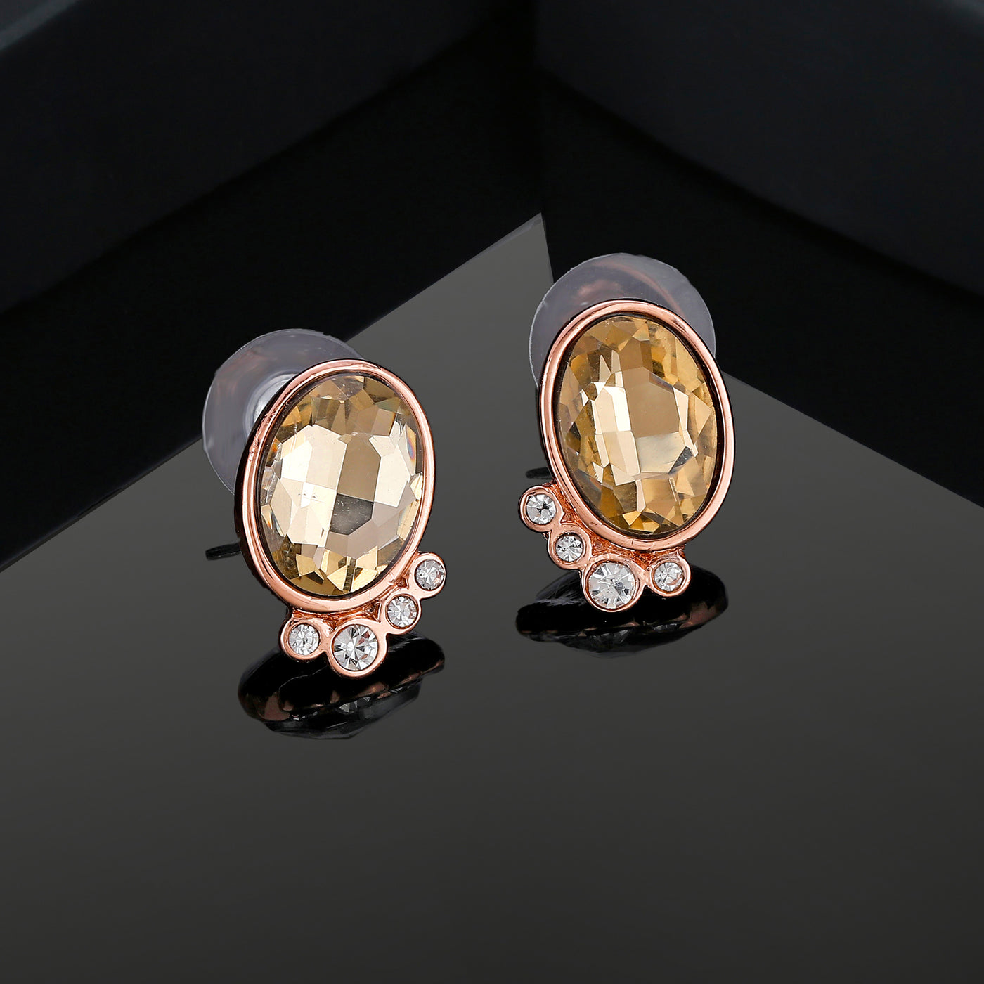 Estele Rose Gold Plated Dazzling Stud Earrings for Women