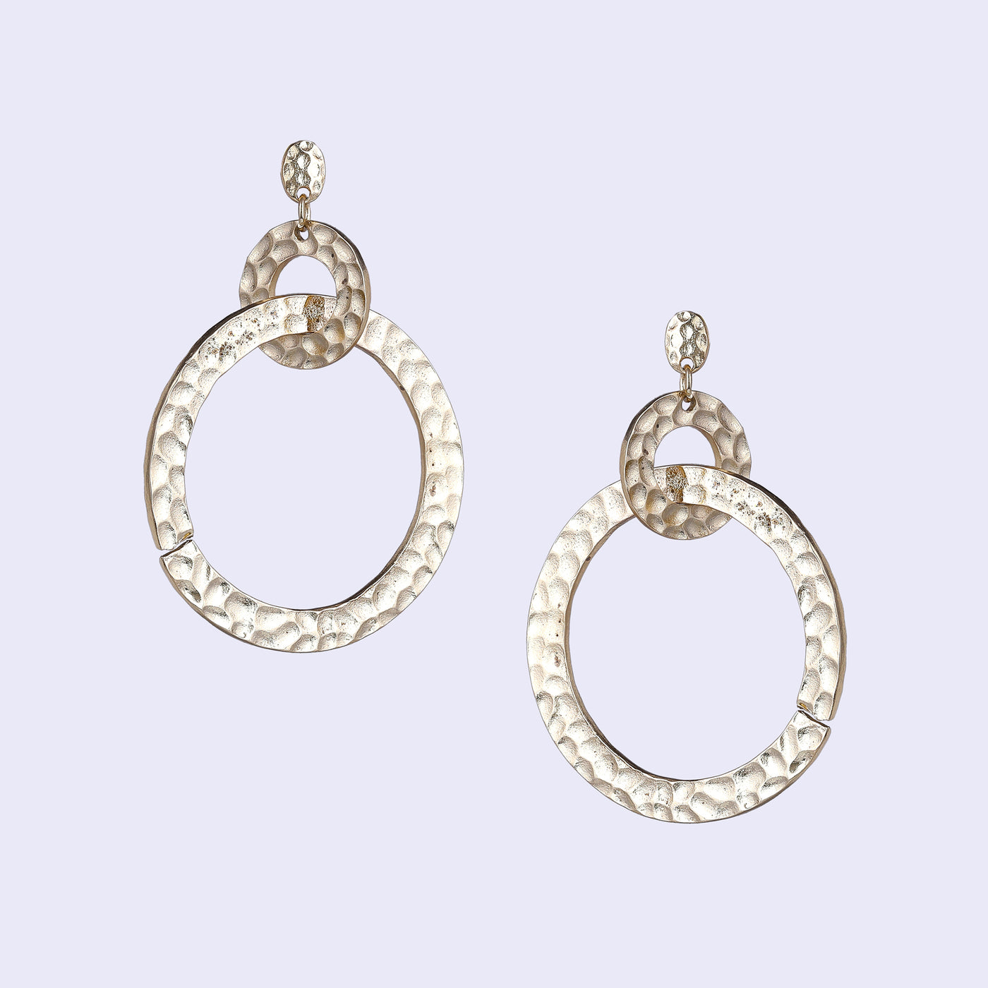 Estele Gold Tone Circular Designer Interwoven Beaten Gold Drop & Dangler Earrings for Women