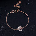 Estele Rose Gold Plated Captivating Medium 'E' Letter Bracelet with Crystals for Women