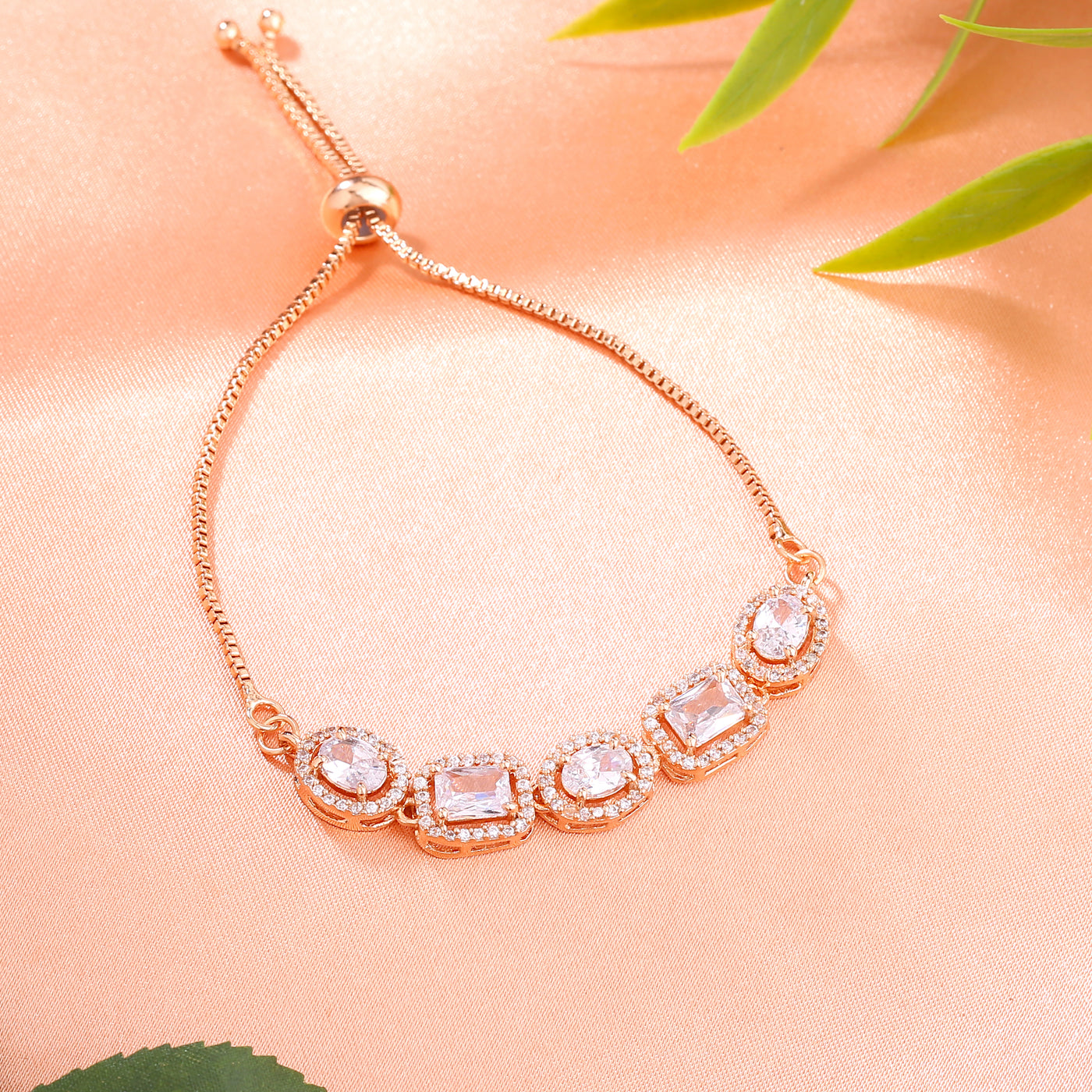 Estele Rose Gold Plated CZ Beautiful Designer Bracelet for Women