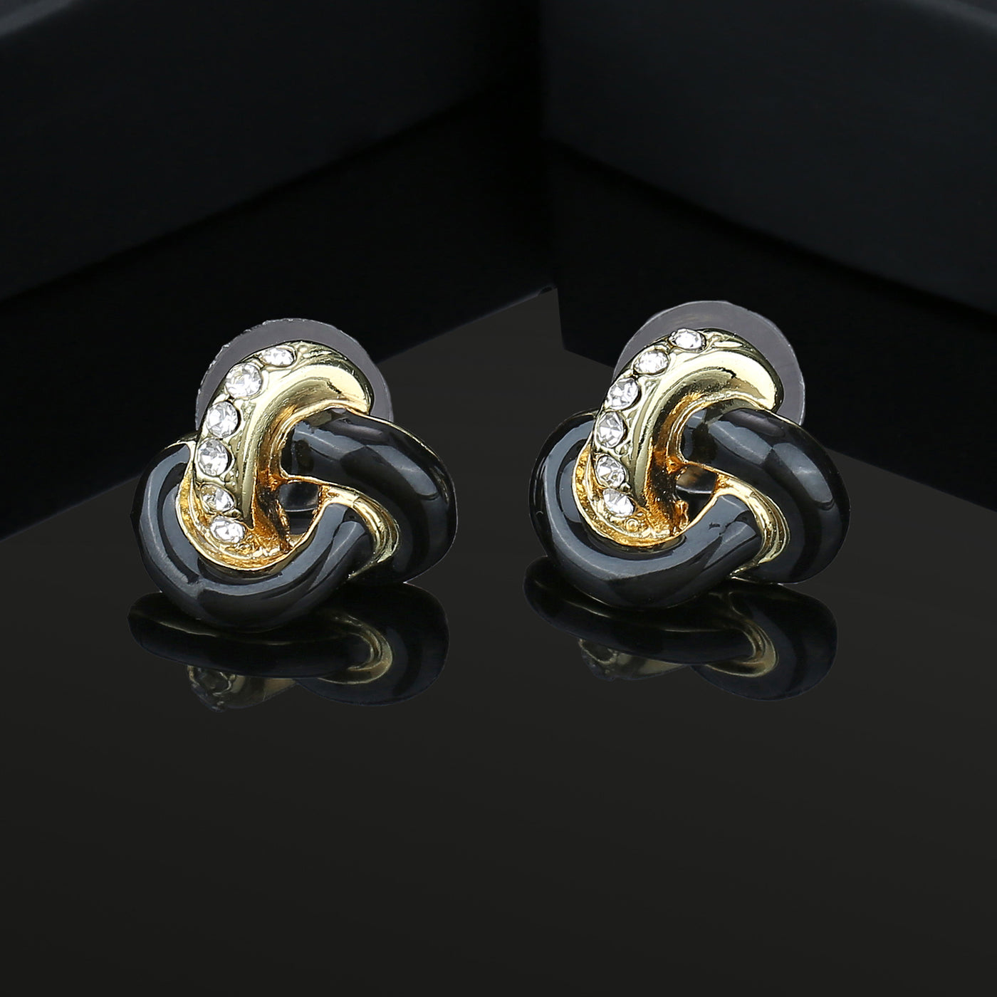 Estele Black colour interlocked fancy earrings for women