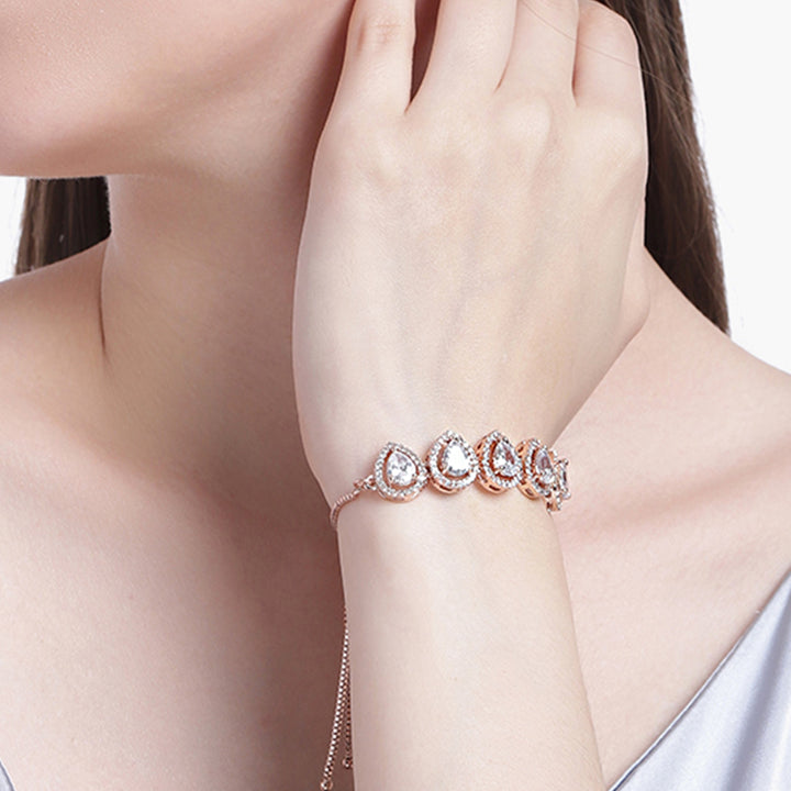 Estele Rose Gold Plated CZ Precious Pears Bracelet for Women