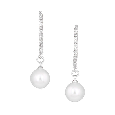 Pearl Drop Hoop Earrings