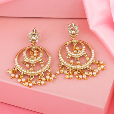 Traditional Chandbali Pearl Drop Earrings