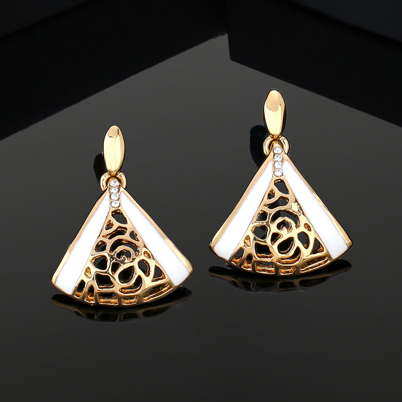 Estele Gold Plated Glorious Earrings with Crystals for Women