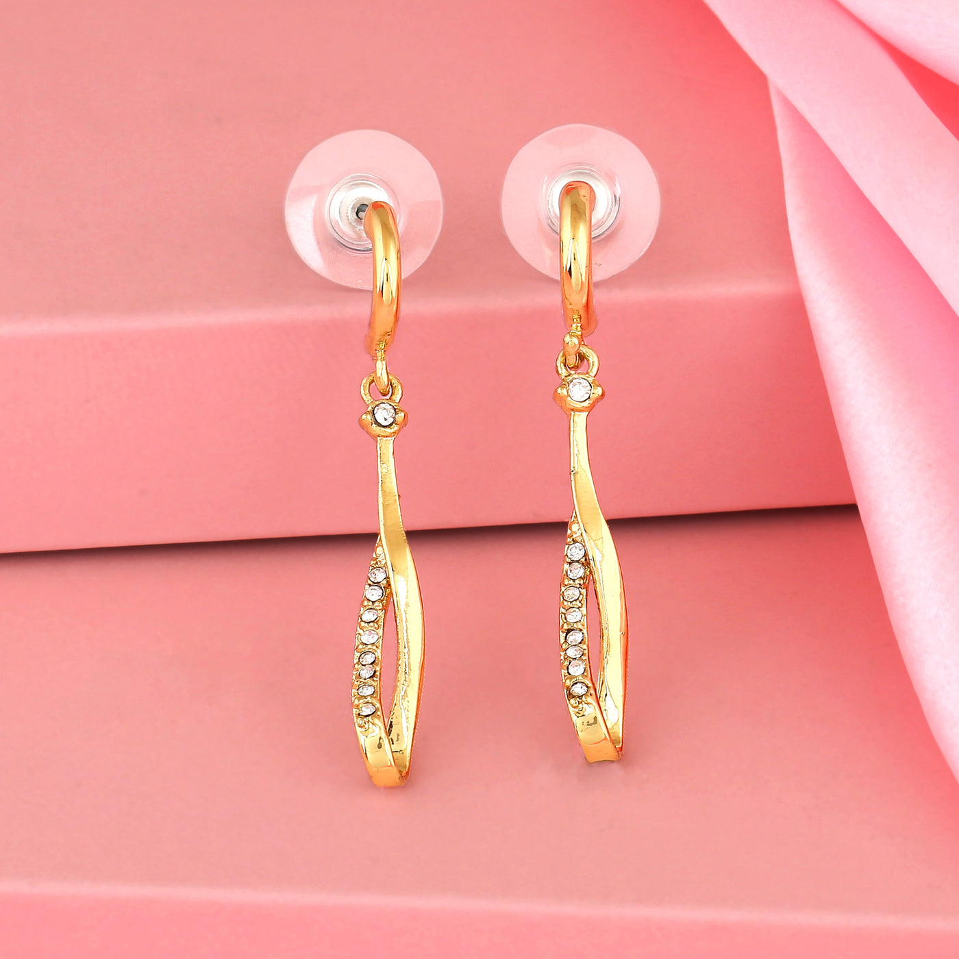 Estele Gold Plated Hanging taffy Dangle Earrings for women