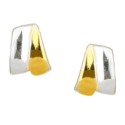 Estele Gold and Silver Plated Ribbon end Stud Earrings for women
