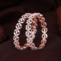 Estele Rosegold Plated Sparkling White American Diamond 2:6 Size Bangles| Modern & Graceful Jewelry for Women